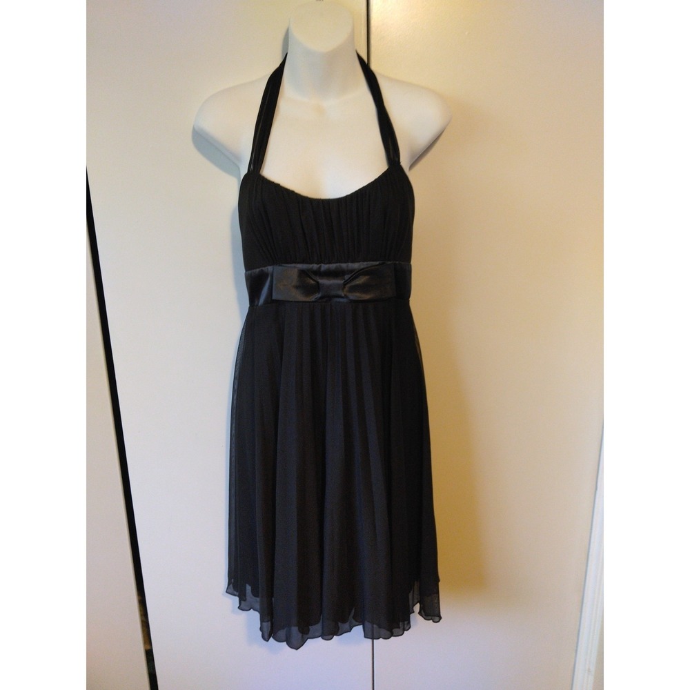 Y2k Halter Neck Babydoll Dress Size XS Mesh Overlay Bow Whimsigoth 90s Party
